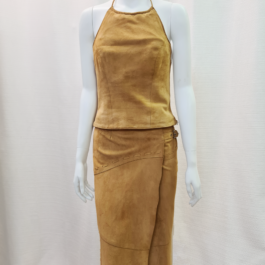 Ensemble Jupe et Haut en Daim Beige